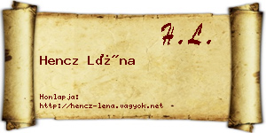 Hencz Léna névjegykártya